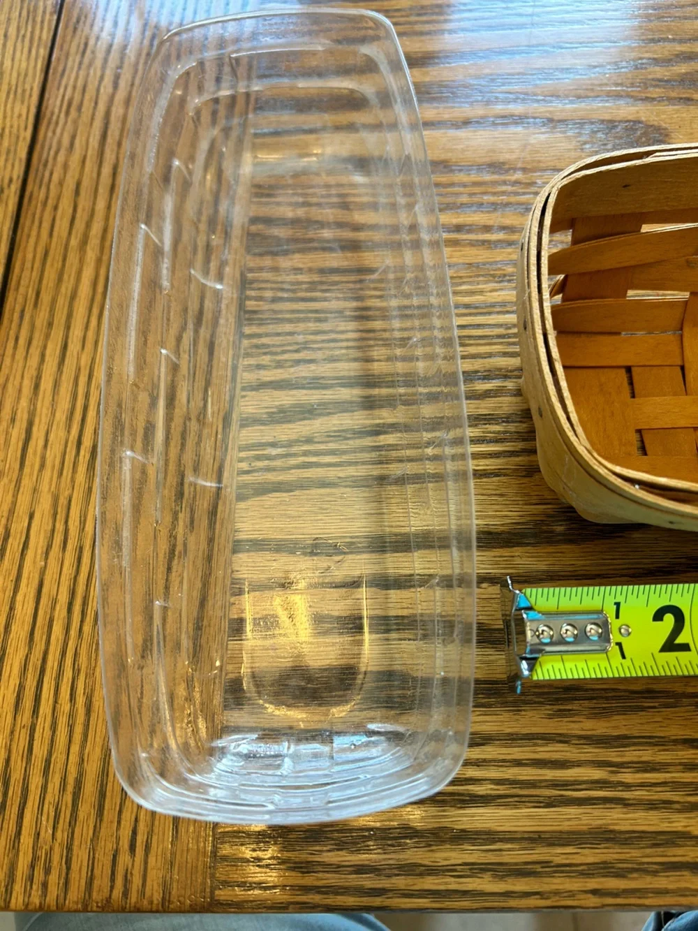 Longaberger Natural Brown Wood Handwoven Basket 12”x3”x5”Plastic Liner